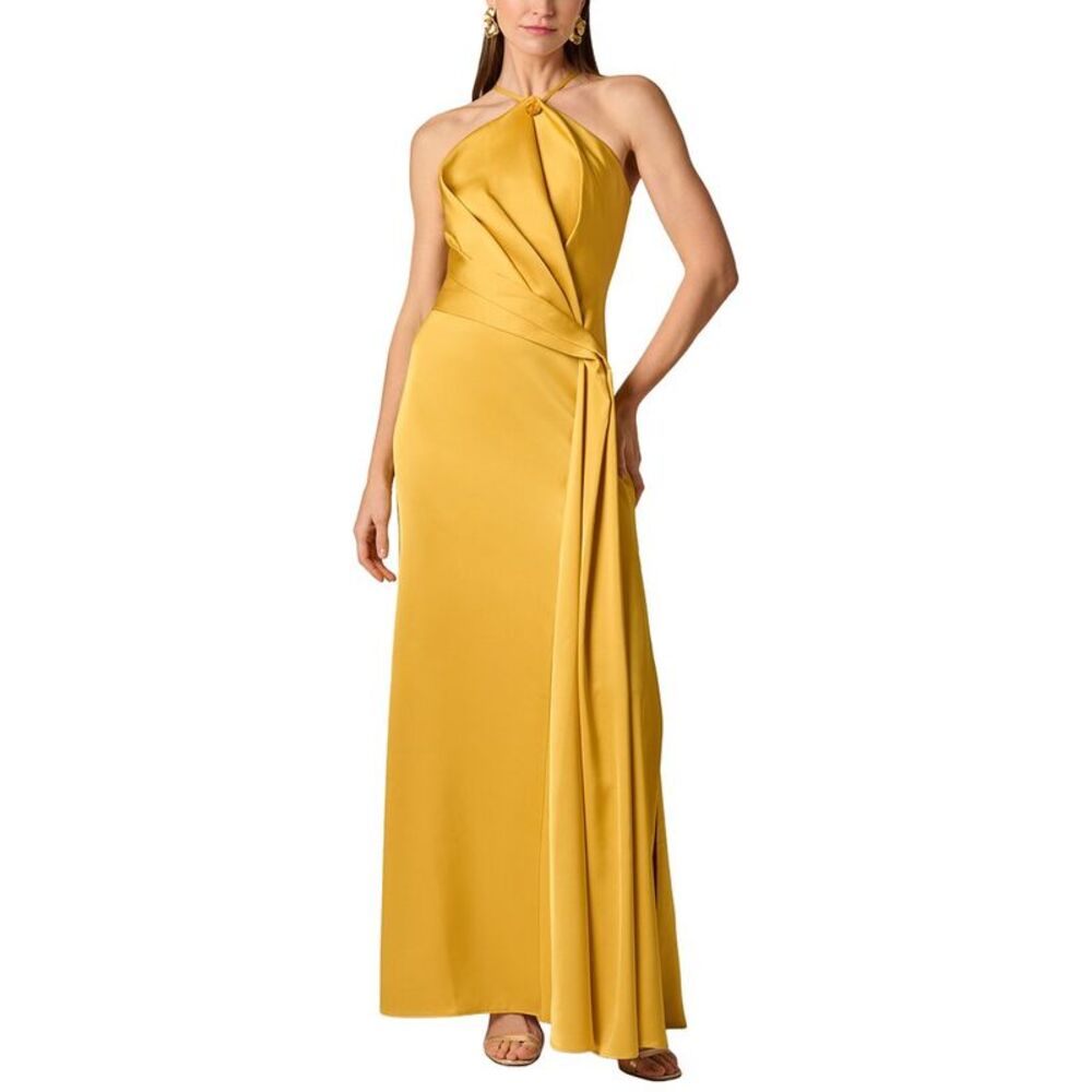 Aidan Mattox Womens Crepe Back Satin Long Dress